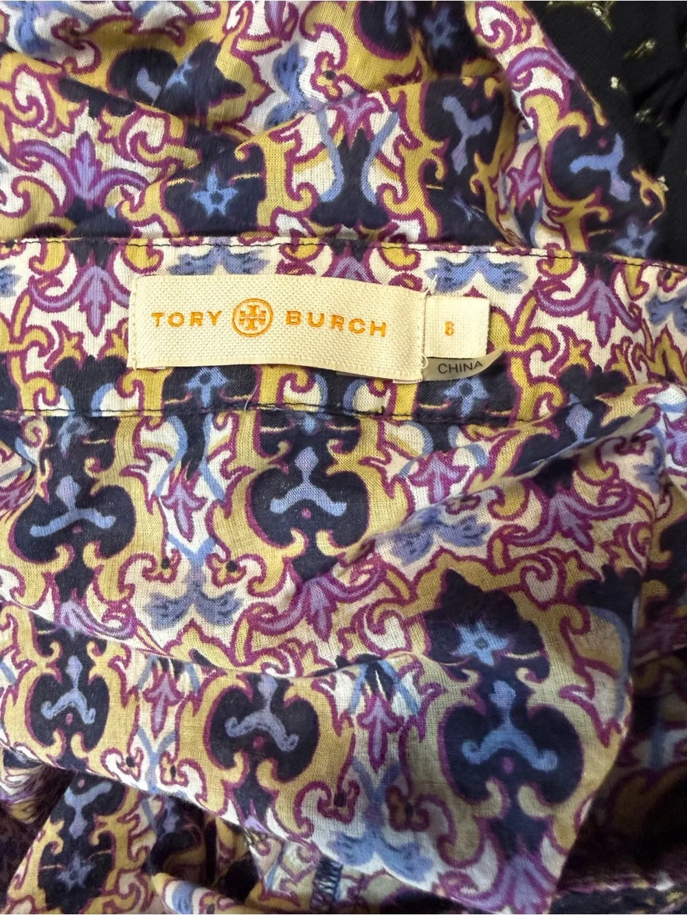 Tory Burch Dynasty Purple Printed Tunic Blouse